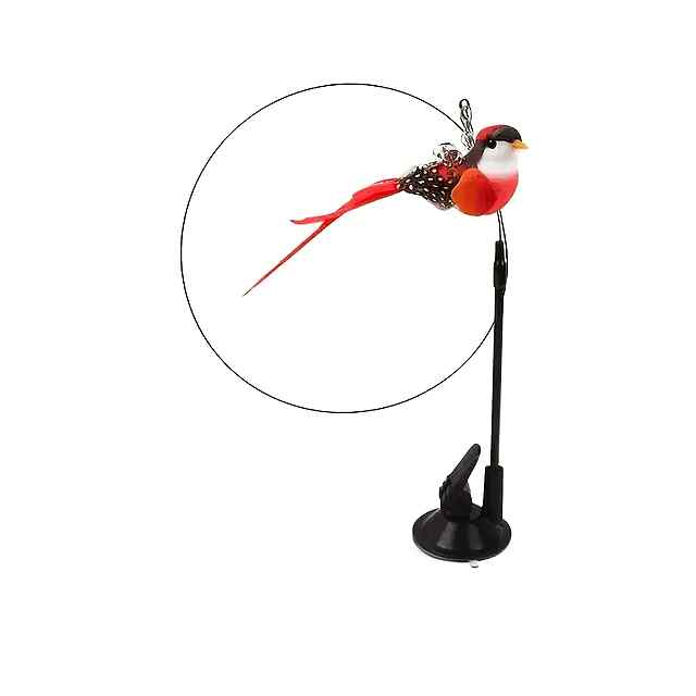 Іграшка для котів: пір'я на дроті, міцна вакуумна присоска, розвиває мисливські інстинкти - 2 фото товару