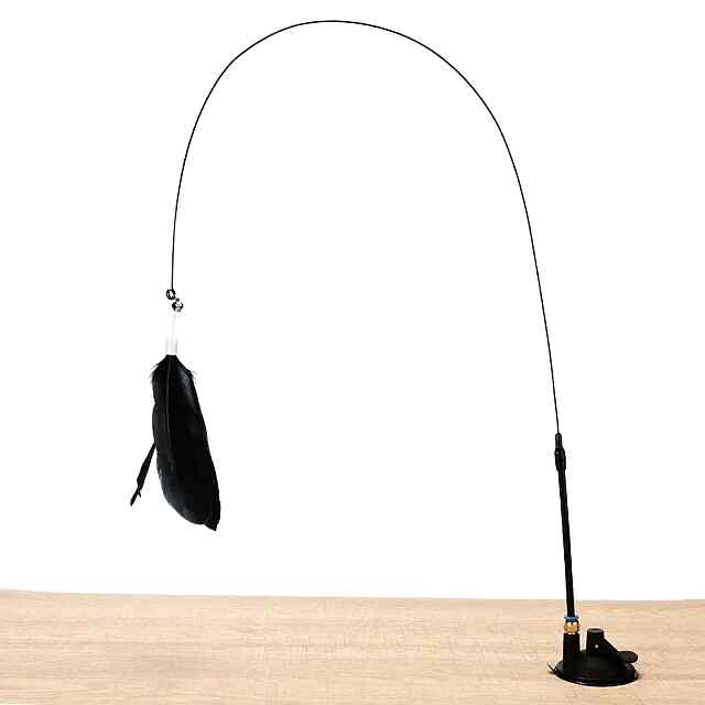 Іграшка для котів Пір'я на палиці: міцна ручка   присоска, пробуджує інстинкти. Купити в Україні! - 1 фото товару