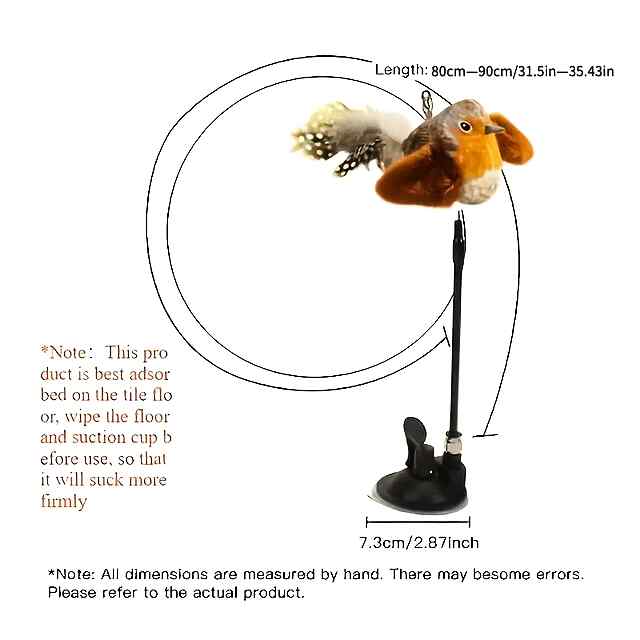 Іграшка для котів Пір'я на жердині зі сталевим дротом та потужною присоскою. Розвиває мисливський інстинкт. Безпечна для котів. Україна. - 1 фото товару