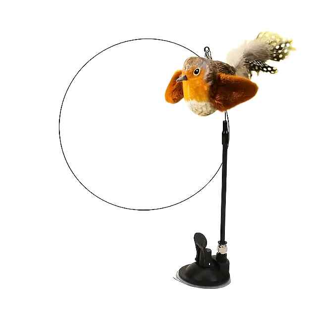 Іграшка для котів Пір'я на жердині зі сталевим дротом та потужною присоскою. Розвиває мисливський інстинкт. Безпечна для котів. Україна. - 3 фото товару