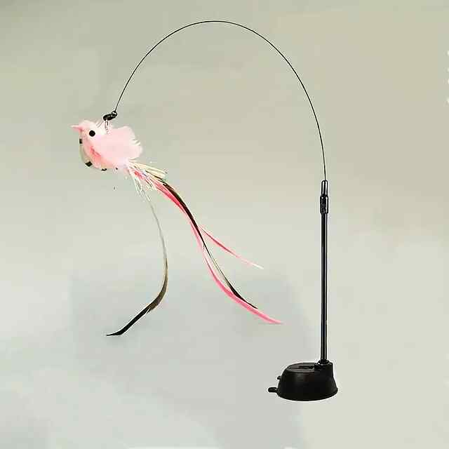 Іграшка для котів з пір'ям, присоскою та сталевим дротом: розвиває мисливські інстинкти та безпечна.