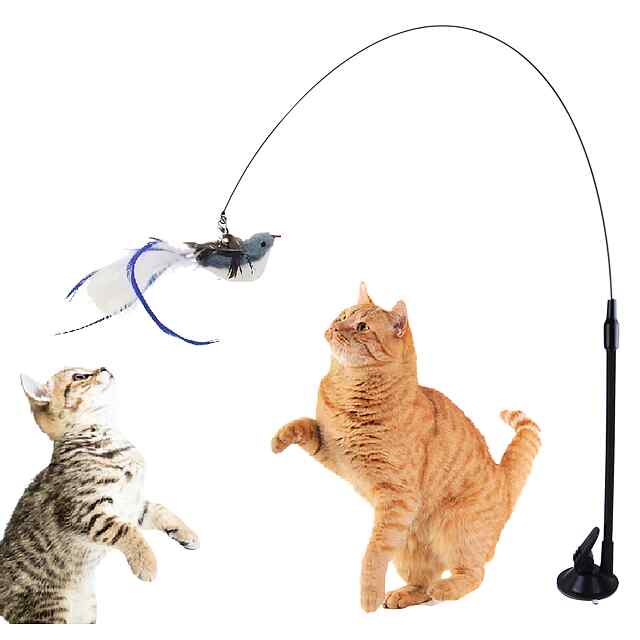 Іграшка для котів Полювальник: пір'я на міцному дроті   вакуумна присоска - 0 фото товару