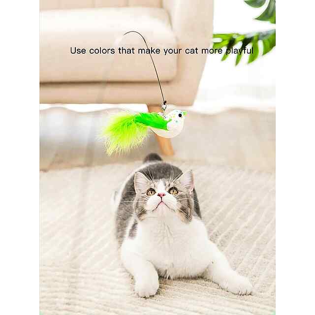Іграшка для котів: сталевий дріт, пір'я, потужна присоска, ручна робота, Україна. - 2 фото товару