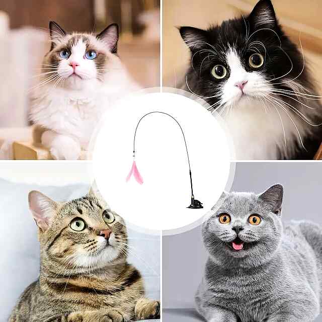 Іграшка для котів - удосконалена пир'я міцна ручка сильна присоска - 2 фото товару