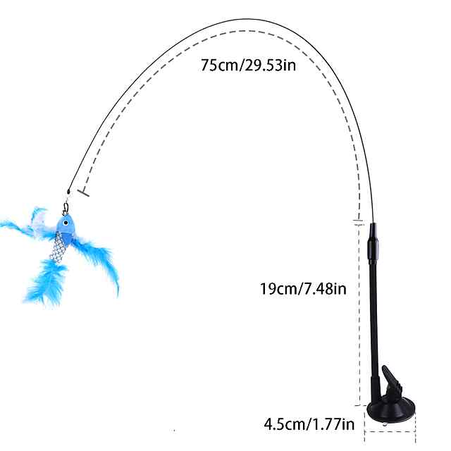 Іграшка для котів: Вудка з пір'ям та автоматична дражнилка, інтерактивна палиця-присоска - 1 фото товару