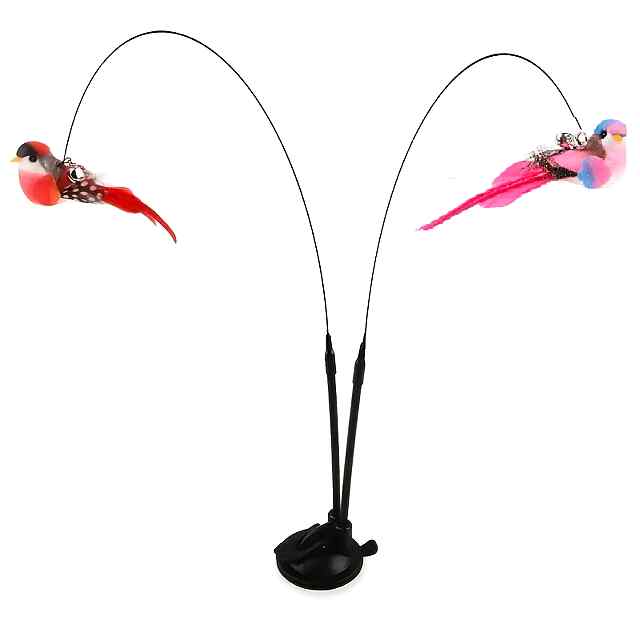 Іграшка для котів з пір'ям на міцній ручці та присоскою – стимулює інстинкти - 1 фото товару