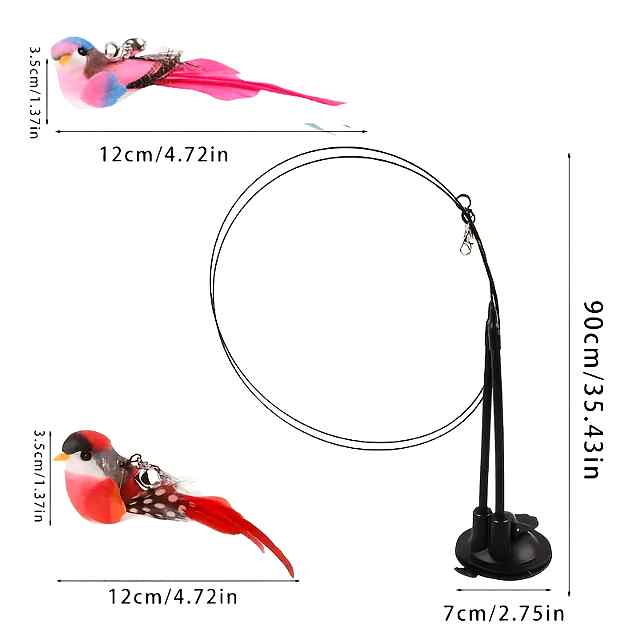 Іграшка для котів з пір'ям на міцній ручці та присоскою – стимулює інстинкти - 2 фото товару