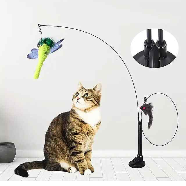 Іграшка для котів з пір'ям та міцною присоскою | Всмоктування   мисливський інстинкт - 0 фото товару