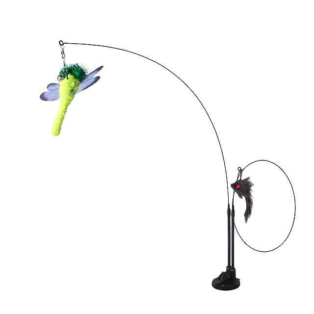 Іграшка для котів з пір'ям та міцною присоскою | Всмоктування   мисливський інстинкт - 2 фото товару