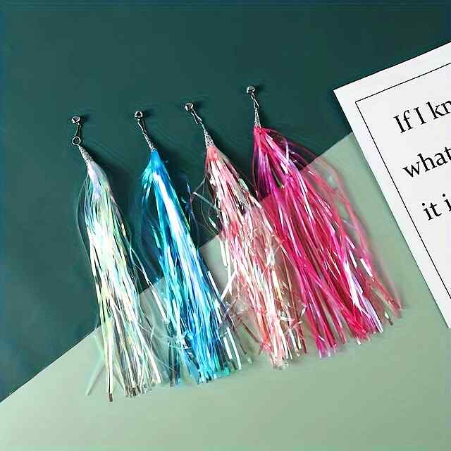 Іграшка для котів з пір'ям та насадками (4шт) у випадк. кольорі. Сталевий дріт. - 3 фото товару