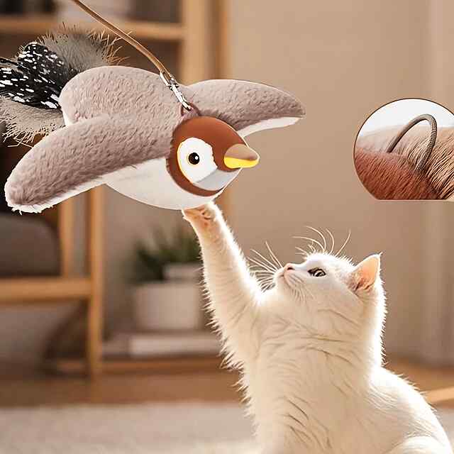 Іграшка-пташка: інтерактивна з USB, датчик руху та звуком для котів і собак - 1 фото товару