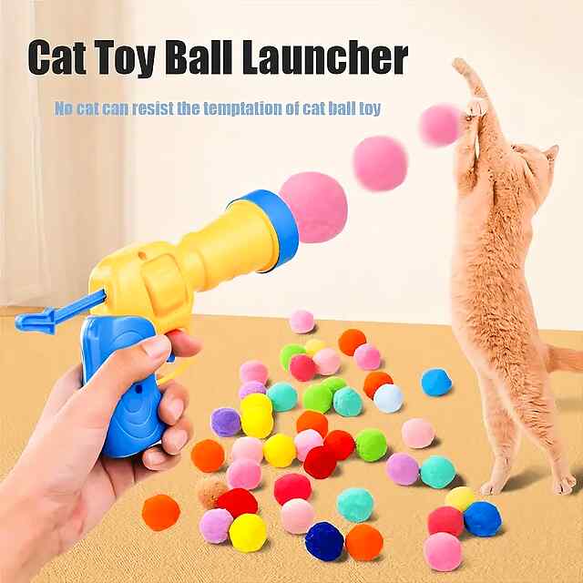 Ігрова зброя-пістолет з плюшевими кульками для котів і собак. Активна гра та розваги! - 0 фото товару