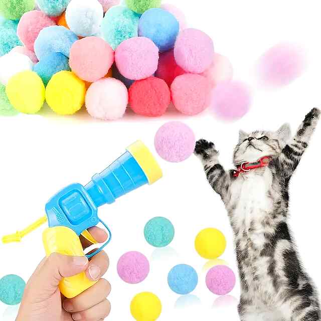 Ігрова зброя-пістолет з плюшевими кульками для котів і собак. Активна гра та розваги! - 1 фото товару