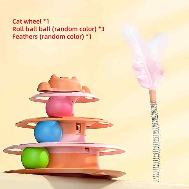 Ігровий комплекс-вежа з м'ячиками для котів 3 рівні розвиваюча інтерактивна іграшка купить Україна - 2 фото товару