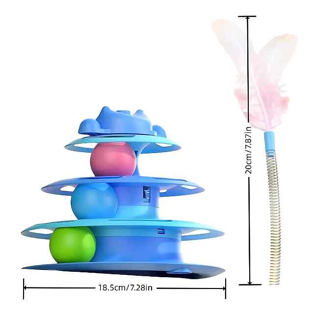 Ігровий комплекс-вежа з м'ячиками для котів 3 рівні розвиваюча інтерактивна іграшка купить Україна - 3 фото товару