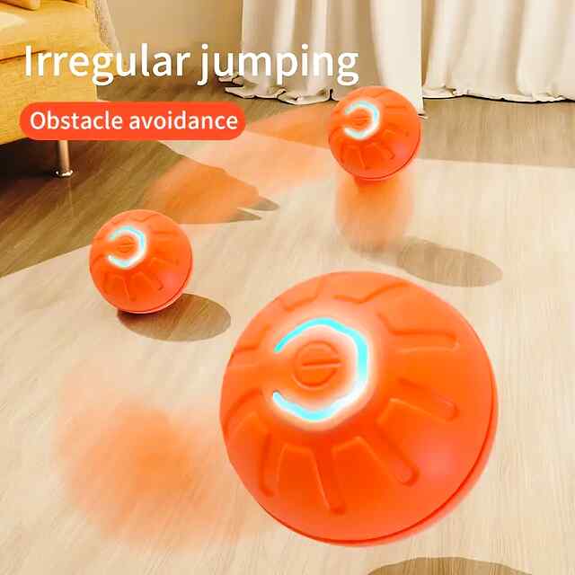 Інтелектуальний іграшковий м'яч для собак та кішок помаранчевого кольору - TPR - 2 фото товару