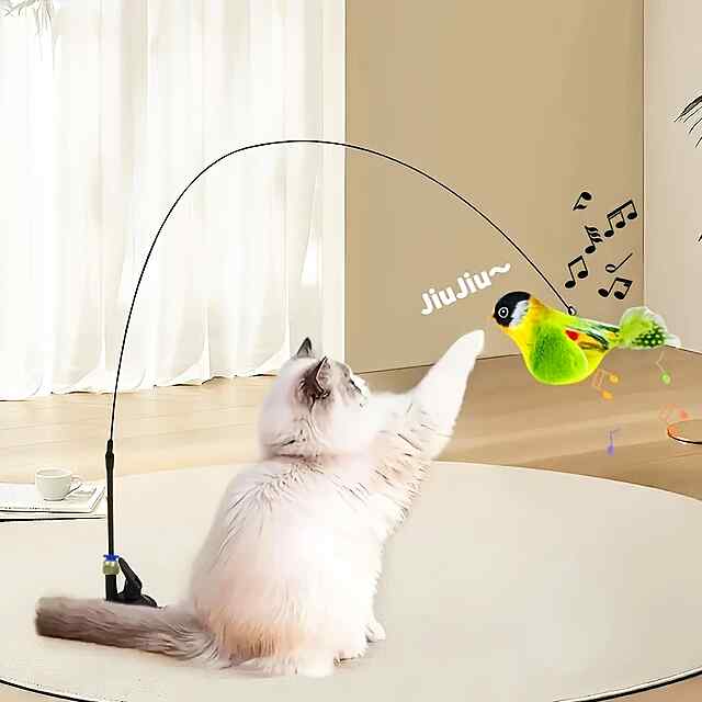 Інтерактивна іграшка для кішок з пір'я та міцним дротом на присосці, розвиває інстинкти - 1 фото товару