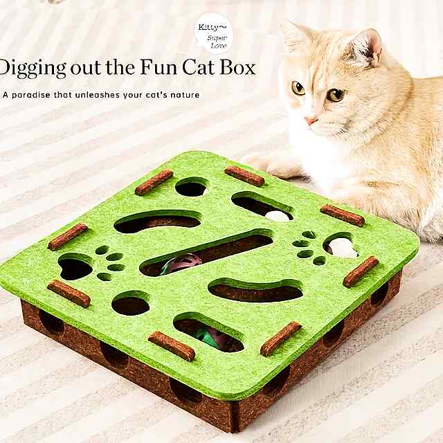 Інтерактивна іграшка-коробка для котів з м'ячиками, розвиває інтелект та мисливські інстинкти ???????? - 2 фото товару