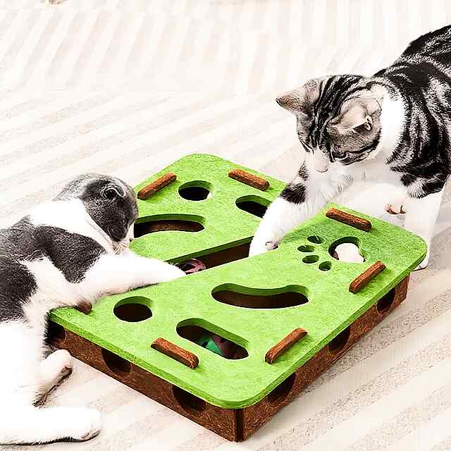 Інтерактивна іграшка-пазл для котів ???? Весела коробка з м'ячиками та дзвіночками ???? Україна - 3 фото товару