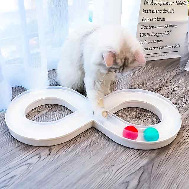 Інтерактивна іграшка-траса з кульками для котів - Вісімка, 2 кольори, міцний пластик. - 1 фото товару