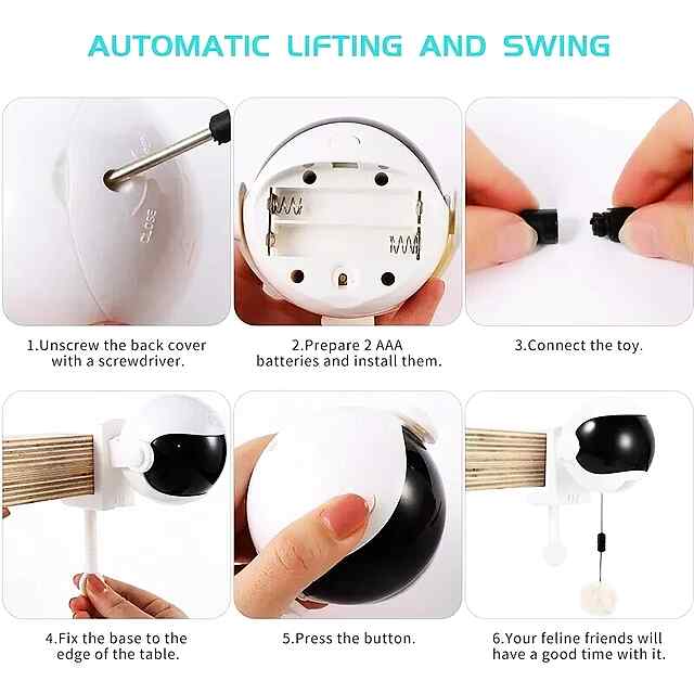 Інтерактивна іграшка YoYo Lifting Ball для кішок, що піднімає кульку, біла, на батарейках. - 2 фото товару