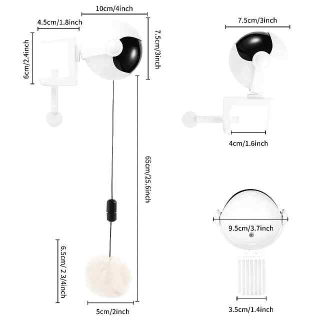 Інтерактивна іграшка YoYo Lifting Ball для кішок, що піднімає кульку, біла, на батарейках. - 3 фото товару
