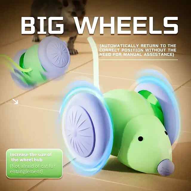 Інтерактивна мишка для котів, USB зарядка. Активні та безшумні ігри. Легкий пластик, догляд простий. Міцний акумулятор! - 3 фото товару