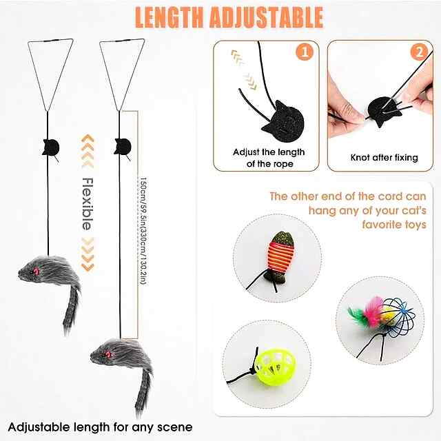 Інтерактивна підвісна мишка-іграшка для котів та кошенят на двері - 1 фото товару