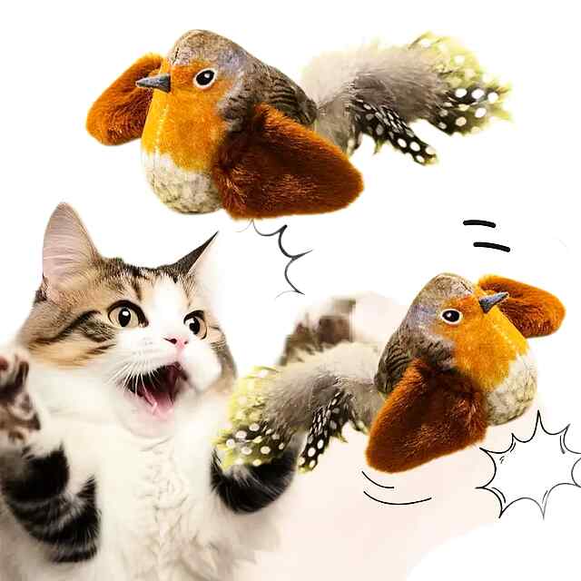 Інтерактивна пташка для котів з м’ятою та звуком (довжина 180 см) - 0 фото товару