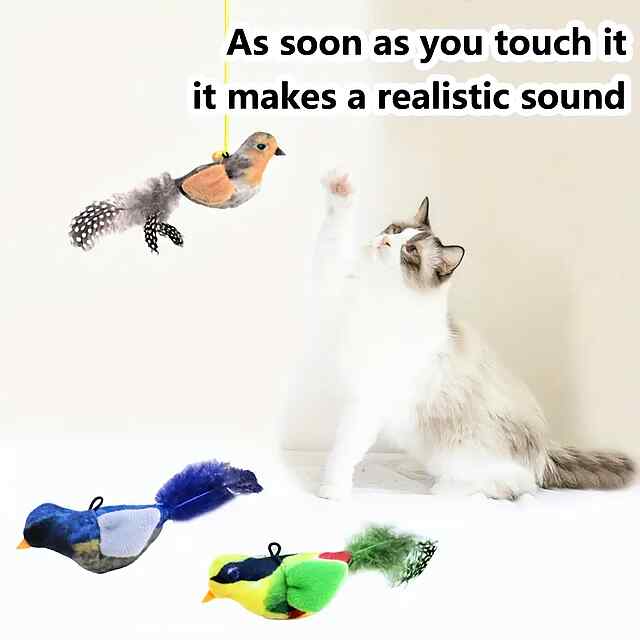 Інтерактивна пташка на мотузці з м'ятою для котів і кошенят | 180см - 3 фото товару