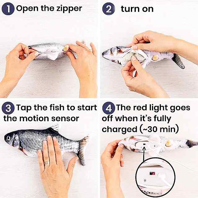 Інтерактивна рибка Fish Vil для котів і собак - тренувальна USB іграшка з датчиком руху - 3 фото товару