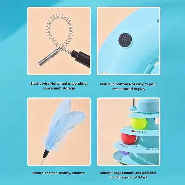 Інтерактивна вежа з м'ячиками-пір'ям, іграшка 3 рівні для кота (купити в Україні) - 3 фото товару