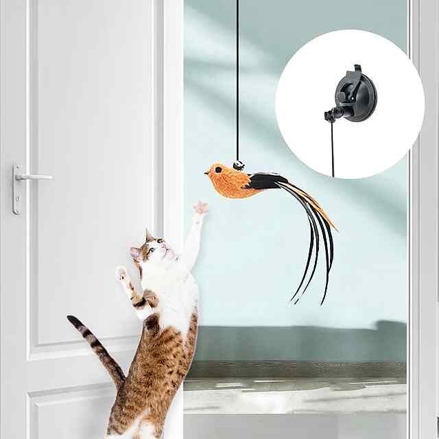 Інтерактивна вудка для котів: палиця з пір'ям   автоматична дражнилка - 3 фото товару