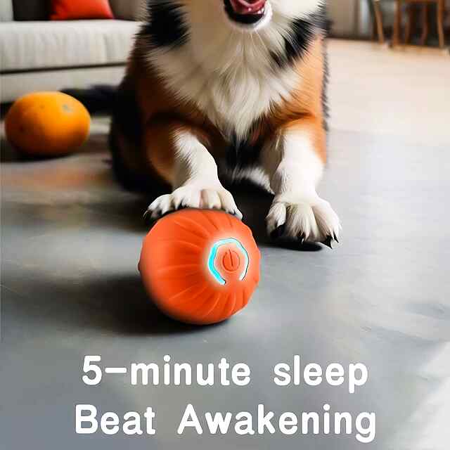 Інтерактивний м'яч для котів і собак, Помаранчевий | Самостійно рухається до 3 годин - 1 фото товару