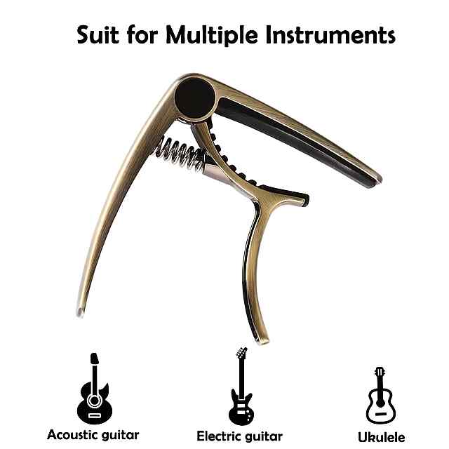 Каподастр для гітари/музиканта, бронзовий, у мішечку, цінк/силікон - 3 фото товару