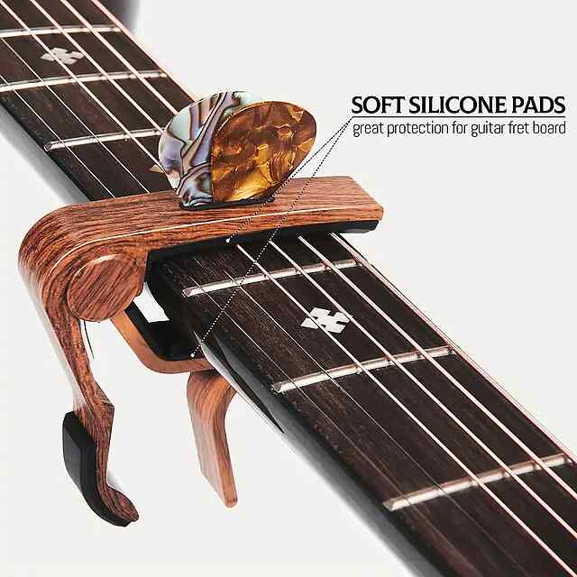 Каподастр для гітари - універсальний музичний аксесуар, метал, дерево, 9х18 см, 70 г. - 1 фото товару