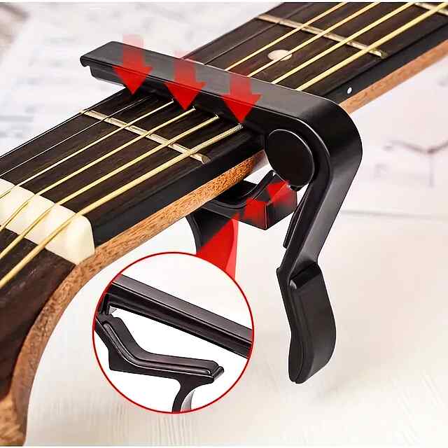 Каподастр для гітари, універсальний, з мішечком, срібний метал, подарунок музиканту - 2 фото товару