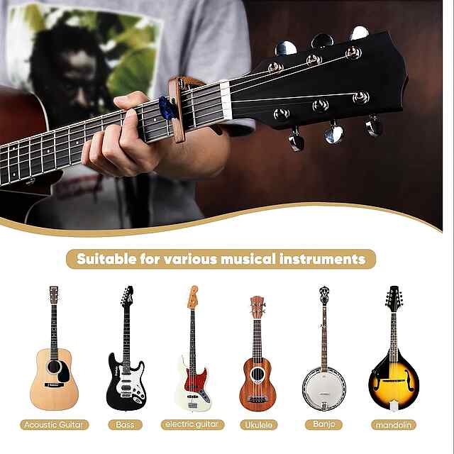 Каподастр гітарний преміум із тримачем медіатора, дерево, для акустичних/ел.гітар - 2 фото товару