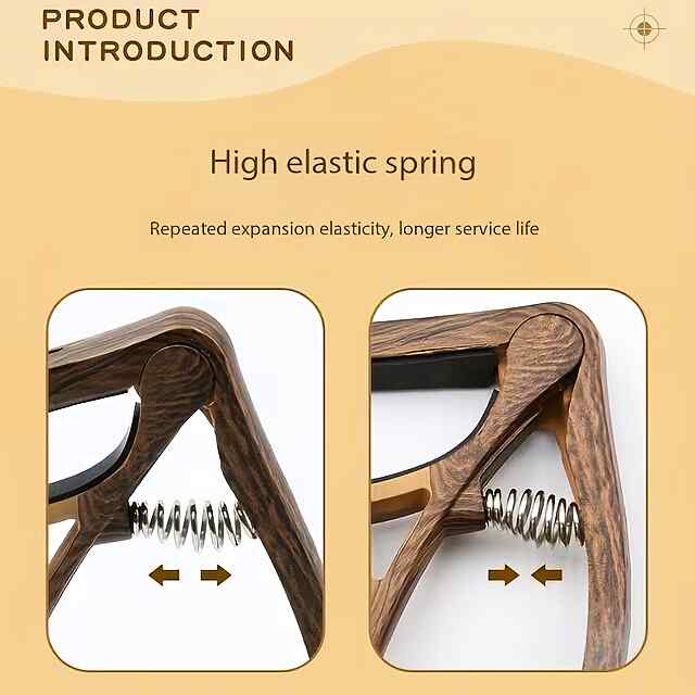 Каподастр гітари ABS-пластик, портативний, чорний, для акустичних/електричних гітар, 95х185 мм. - 2 фото товару