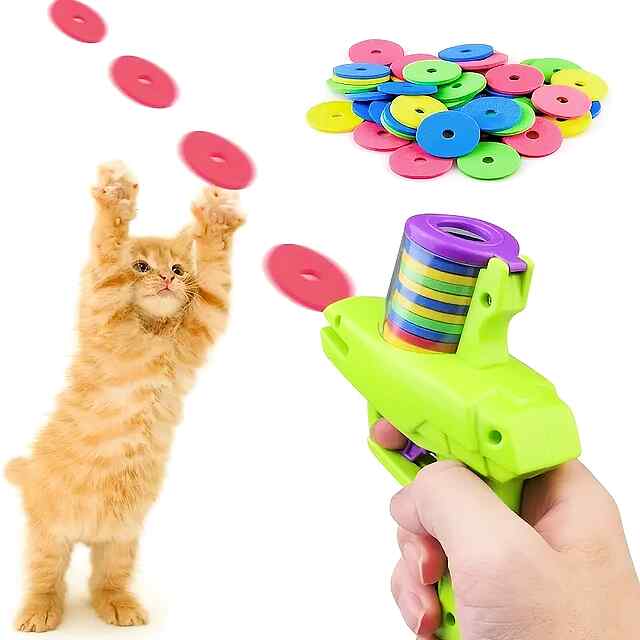 Катапульта-іграшка з дисками для котів — набір 15 штук, ручний пуск - 0 фото товару