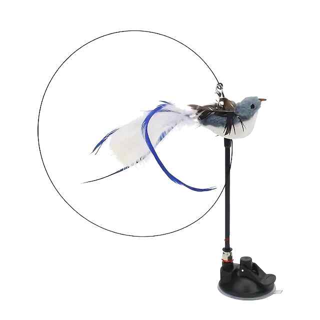 Кігтеловка-палиця з пір'ям та присоскою для котів – Всмоктування   30 см - 3 фото товару