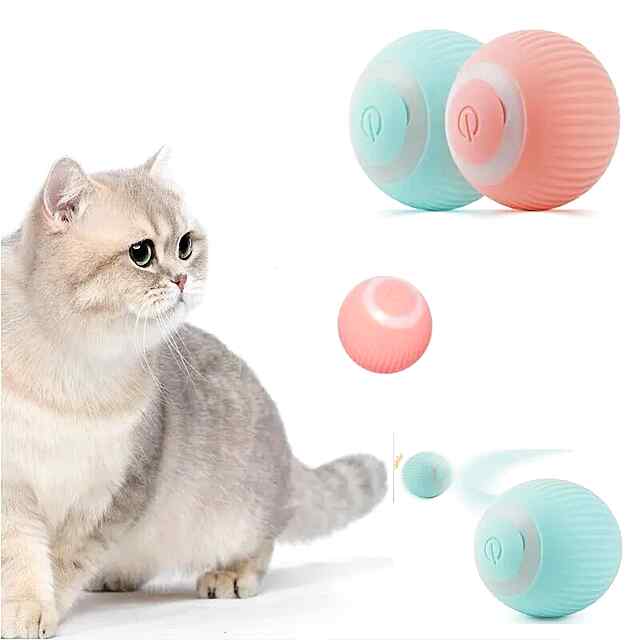 Кішка Stress Cat, самокатаюча куля USB з силікону рожевого кольору. Іграшка для кішок 43 мм. - 1 фото товару