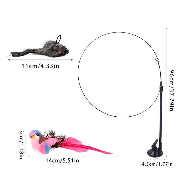 Кіт Вакуумна іграшка - сталь, пір'я, ПВХ. Розвиває мисливський інстинкт. Безпечно. - 2 фото товару