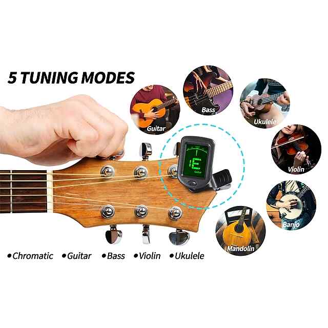 Кліпсовий гітарний тюнер універсальний   Медіатори у подарунок! - 1 фото товару
