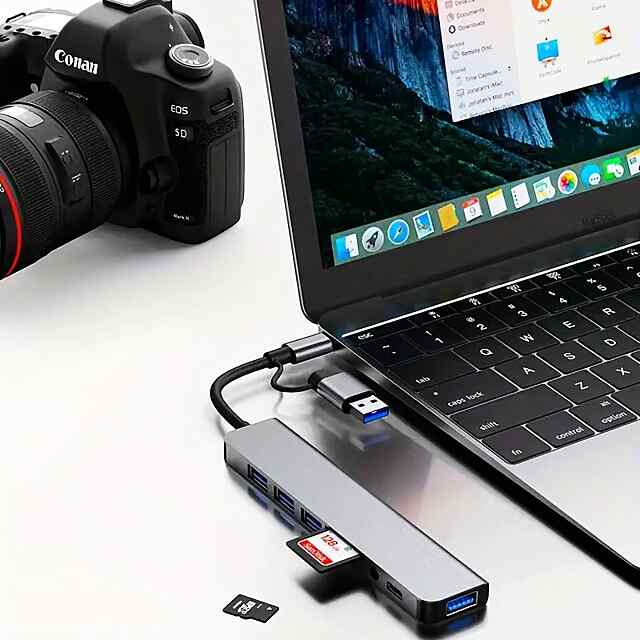 Концентратор Type C USB 3.0 (2в1) для ПК/ноутбука

USB концентратор 8 в 1 з SD/TF кардрідером та аудіороз'ємом 3,5 мм

Універсальний USB-C хаб для MacBook, ноутбуків, смартфонів - 2 фото товару