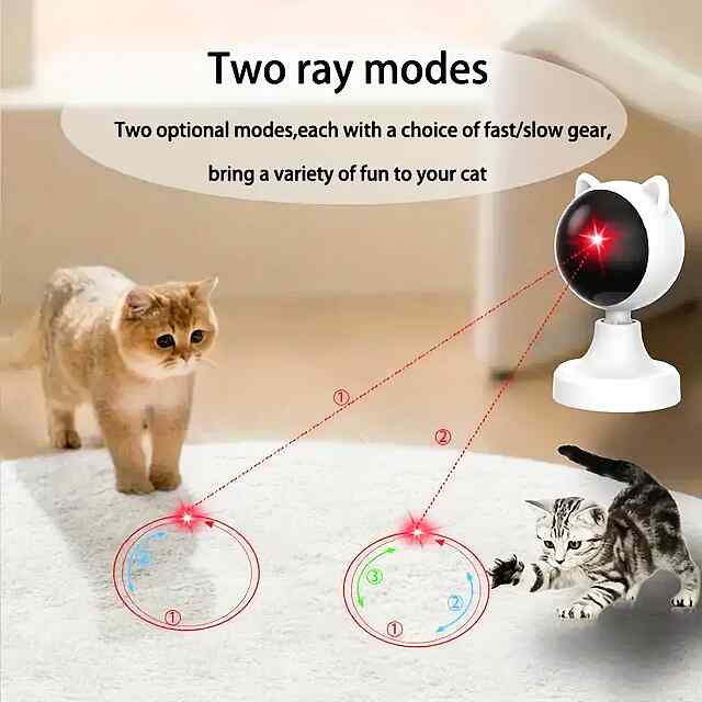 Лазерна іграшка для кішок - Автоматична, 3 режими швидкості   Регулювання кута - 3 фото товару