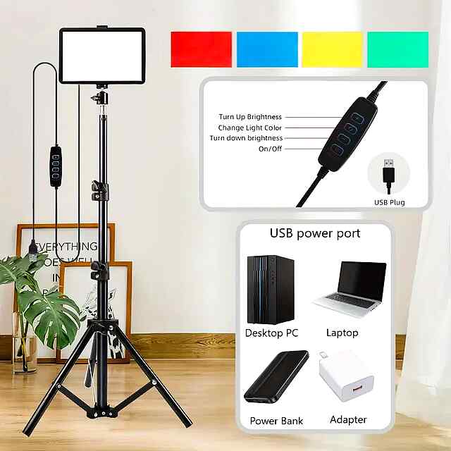 LED лампа 4 кольори, регул. висота 127см, USB - 2 фото товару