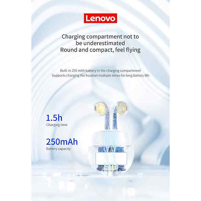 Lenovo Bluetooth навушники білі, ANC, водонепроникні, 5 год роботи, док-станція, Type-C - 3 фото товару