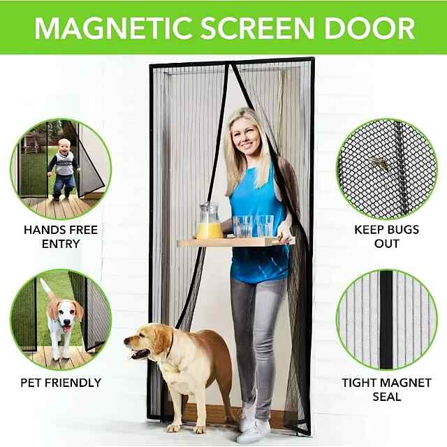 Магнітна дверна сітка проти комарів - літо без комах! Чорний. 100x210 см. - 0 фото товару