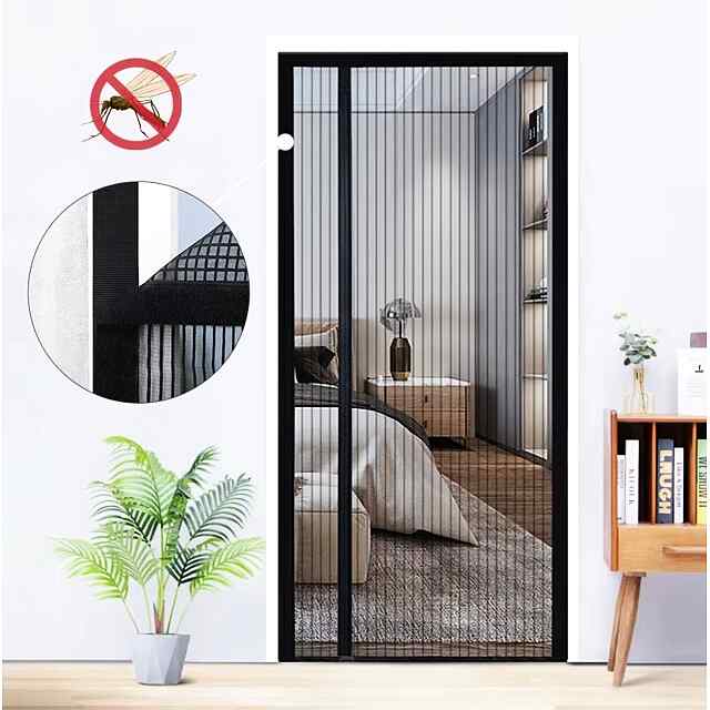 Магнітна дверна сітка проти комарів - літо без комах! Чорний. 100x210 см. - 1 фото товару